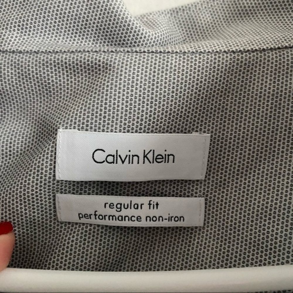 Calvin Klein Grey Micro Dotted Pattern Button Dow… - image 5